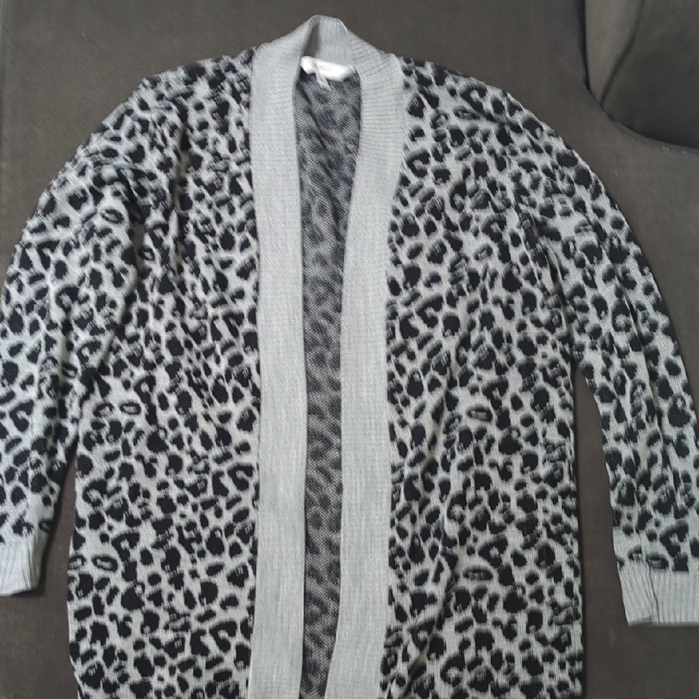 Nine West Leopard Print Open Cardigan